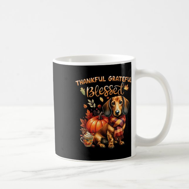 Dankbare Dankbarkeit gesegnete Dackel Fall Y'all Kaffeetasse (Rechts)