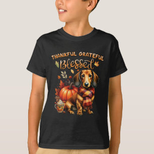 Dankbare Dankbarkeit gesegnete Dackel Fall Y'all T-Shirt