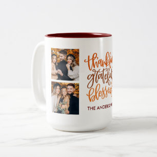 Dankbare Dankbarkeit Selig Name 4 Foto Fall Zweifarbige Tasse