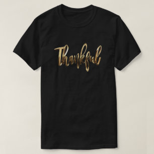 Dankbare Elegante Imitate Gold Script Erntedank T-Shirt