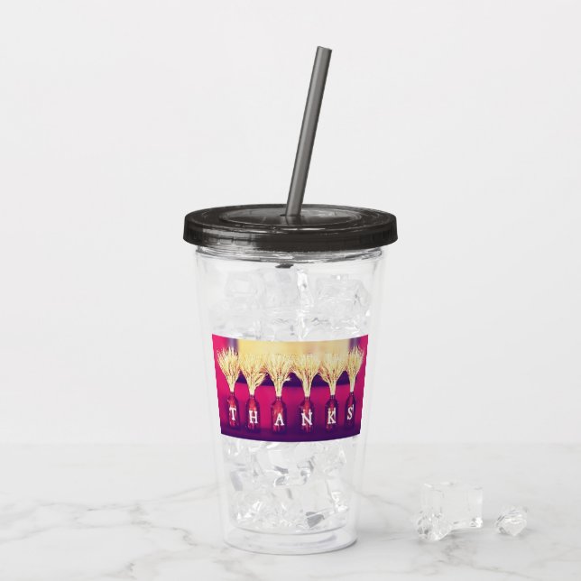 Dankbare Erntedank Flaschen Acryltrinkbecher (Rückseite Ice)