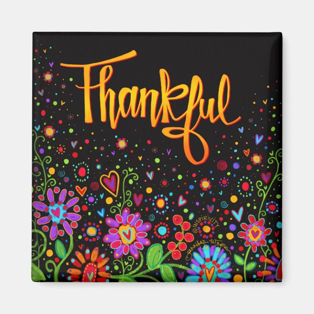 Dankbare farbenfrohe Blume trendy inspirierend Magnet (Vorne)