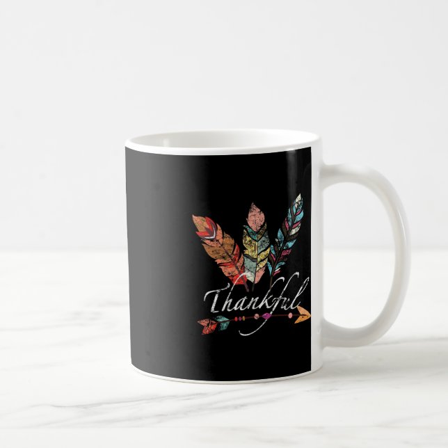 Dankbare Feder und Arrow Fall - Vintager Thanksg Kaffeetasse (Rechts)