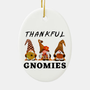 Dankbare Gnome mit Niedlichem Herbsttrio von Gnome Keramik Ornament