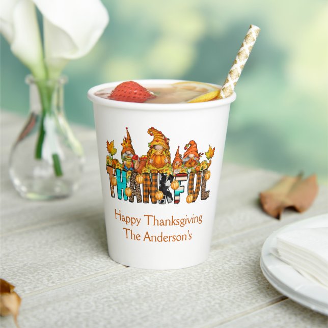 Dankbare Gnomes Fall Erntedank Herbstpumpen Pappbecher (In Situ)