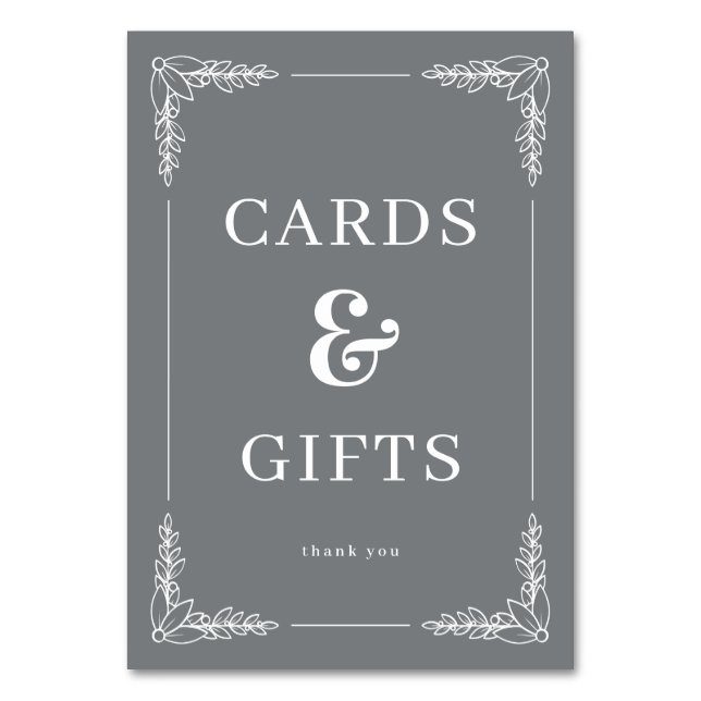 Dankbare graue elegante Karten & Geschenke Schild (Vorderseite)