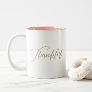 Dankbare handgeschriebene Typografie Zweifarbige Tasse