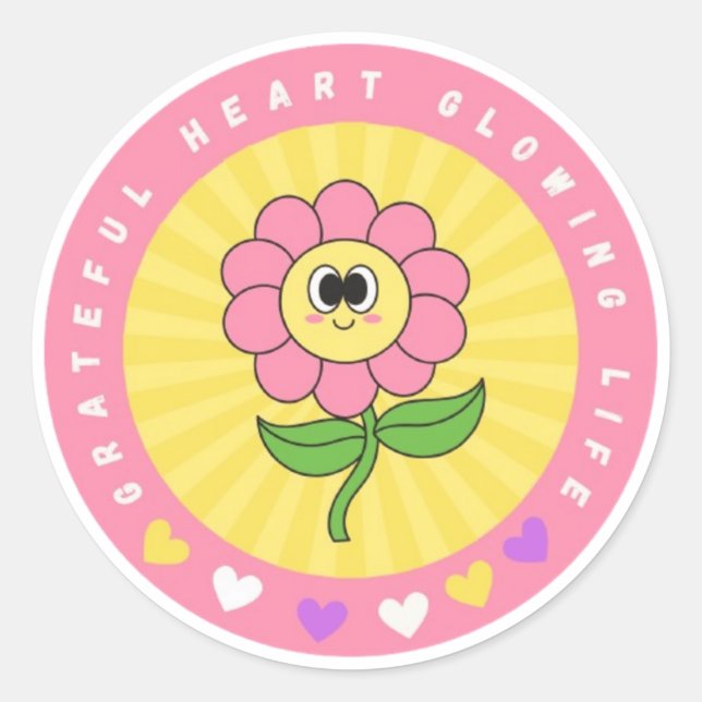 Dankbare Heart Glows Life Aufkleber (Vorderseite)