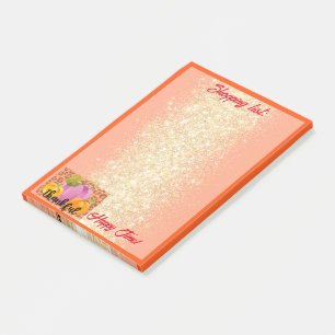 Dankbare Herbsteinstellung von Text und Farbe Post-it Klebezettel