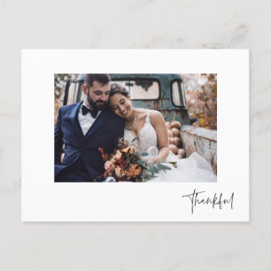 Dankbare Hochzeit des modernen Fotos Danke Postcar Postkarte