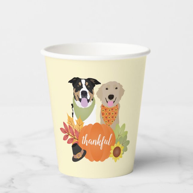 Dankbare Hunde Erntedank Harvest Pumpkins Pappbecher (Vorderseite)
