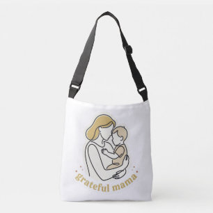 Dankbare Mama Minimalistische Linienkunst Mutter u Tragetaschen Mit Langen Trägern
