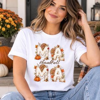 Dankbare Mama Thanksgiving Herbst Blumen Kürbis Tri-Blend Shirt