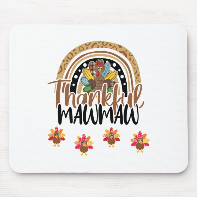 Dankbare Mawmaw Leopard Regenbogen Truthahn Ernted Mousepad (Vorne)