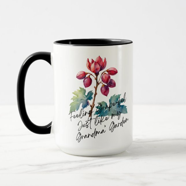 Dankbare Oma-Garten-Blumen-Kunstprint Tasse (Links)