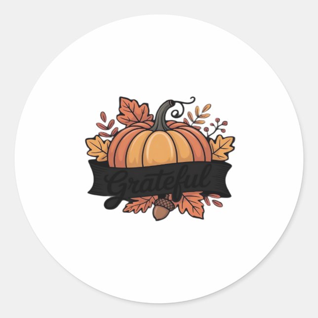 Dankbare Pumpkin Autumn lässt Design Classic T-SH Runder Aufkleber (Vorderseite)