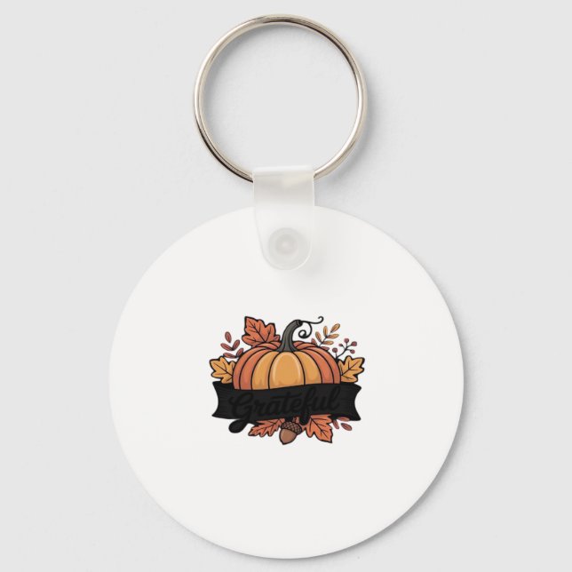 Dankbare Pumpkin Autumn lässt Design Classic T-SH Schlüsselanhänger (Vorderseite)