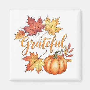Dankbare Pumpkin & Autumn Leaves Magnet