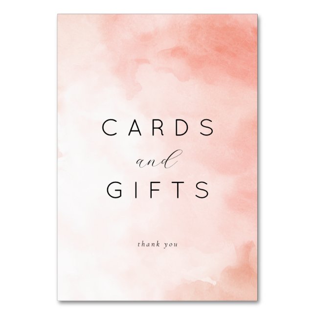 Dankbare rosa Aquarell-Dankeskarte Tischnummer (Vorderseite)