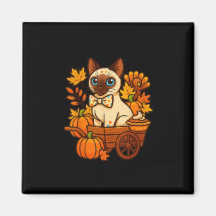 Dankbare Siamkatze Kätzchen Thanksgiving Kürbis P Magnet
