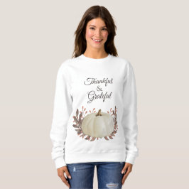 Dankbare und dankbare White Pumpkin Brown Blätter Sweatshirt