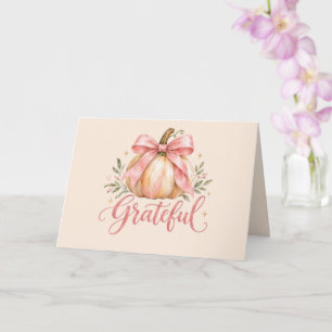 Dankbare und Kokette Röte-Schleife Thanksgiving Karte
