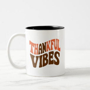 Dankbare Vibes Erntedankfest Vintage Dankbar  Zweifarbige Tasse