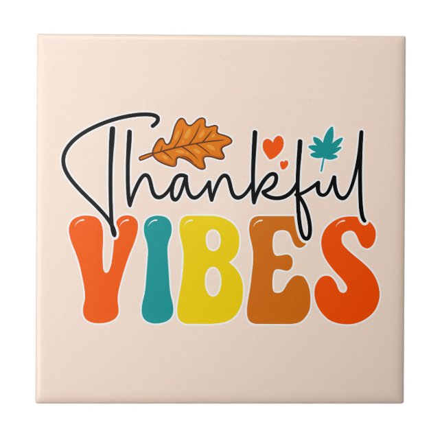 Dankbare Vibes Herbst Herbst Erntedank Fliese (Vorderseite)