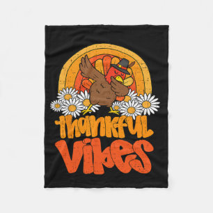 Dankbare Vibes Truthahn Retro-Erntedankfest-Shirts Fleecedecke