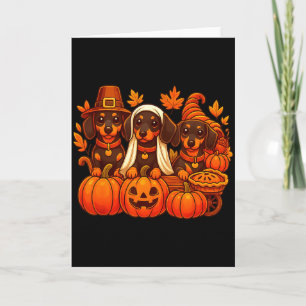 Dankbarer Dachshund Wurst Hund Thanksgiving Kürbis Karte