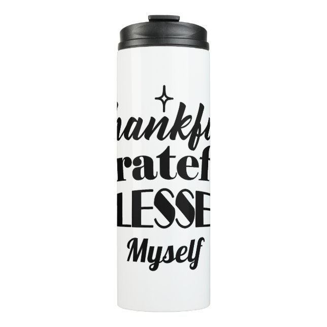 Dankbarer, dankbarer, gesegneter, funkelnder Ernte Thermosbecher (Vorderseite)