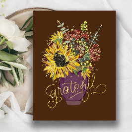 Dankbarer Erntedank Bouquet Gold Folien Feiertagspostkarte