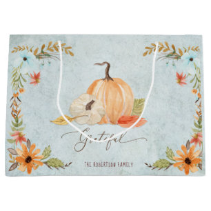 Dankbarer Erntedank Pumpkins Fall Herbst Blütezeit Große Geschenktüte