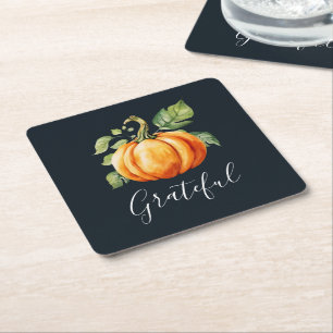 Dankbarer Erntedank Watercolor Pumpkin Rechteckiger Pappuntersetzer