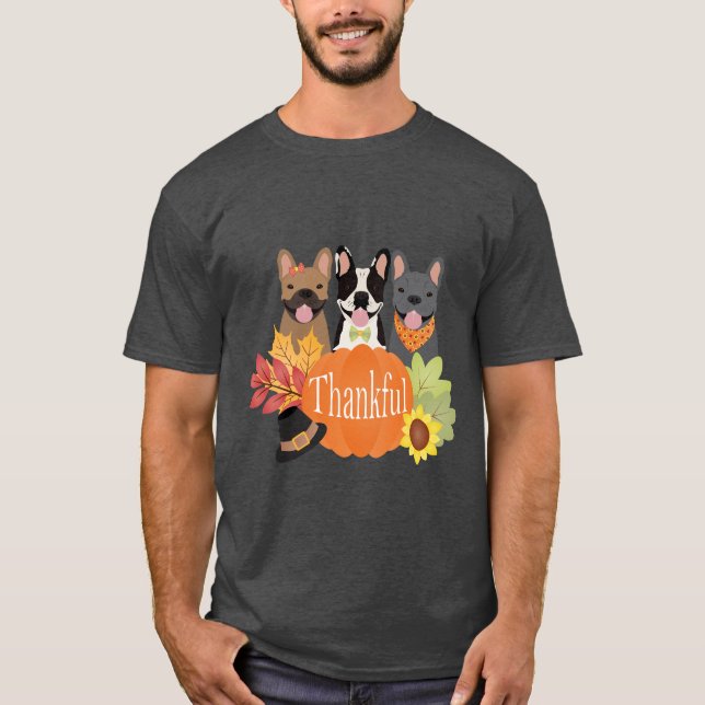 Dankbarer französischer Bulldogs-Erntedank T-Shirt (Vorderseite)