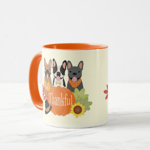 Dankbarer französischer Bulldogs-Erntedank Tasse