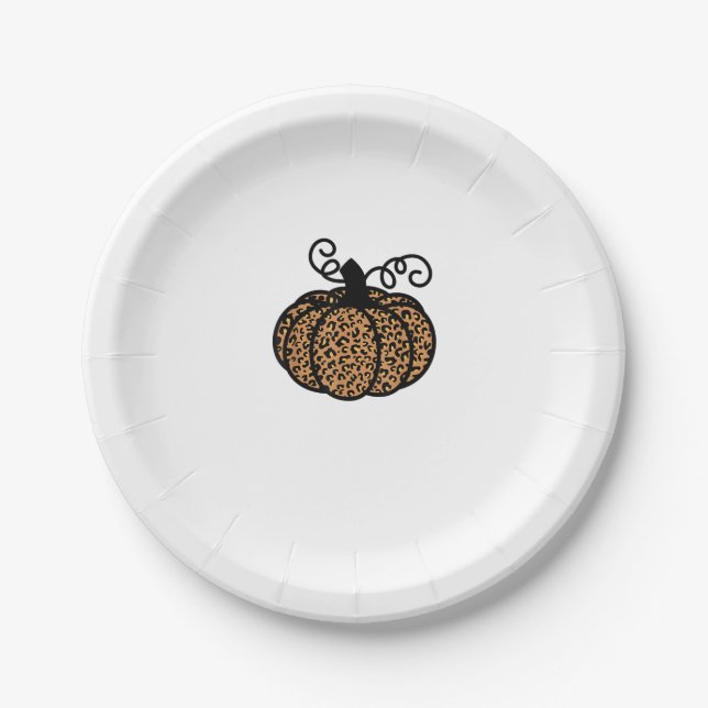 Dankbarer Leopard Pumpkin für Erntedank Pappteller (Vorderseite)