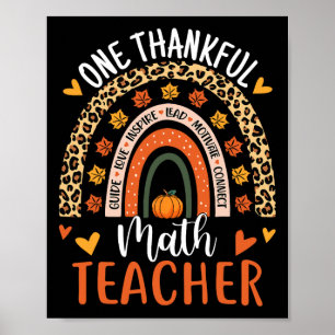Dankbarer Mathe Teacher Fun Erntedank Rainbow Tee Poster