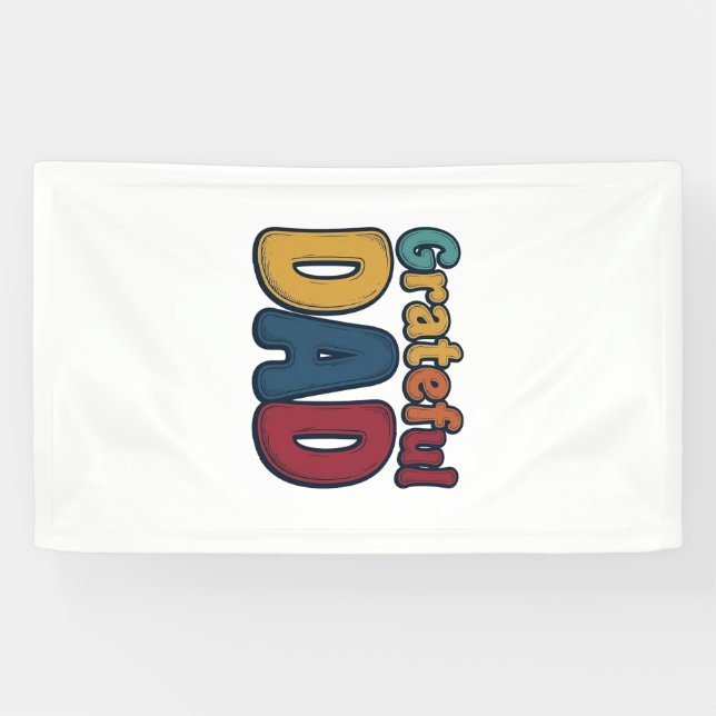 Dankbarer Papa Retro-Blasenbuchstabe-Shirt-Design_ Banner (Horizontal)