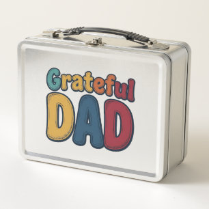Dankbarer Papa Retro-Blasenbuchstabe-Shirt-Design_ Metall Brotdose