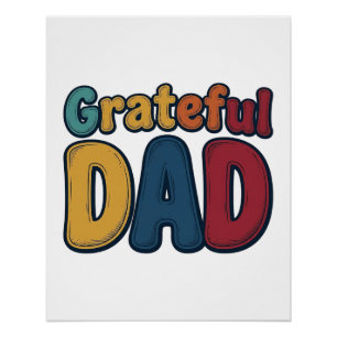 Dankbarer Papa Retro-Blasenbuchstabe-Shirt-Design_ Poster