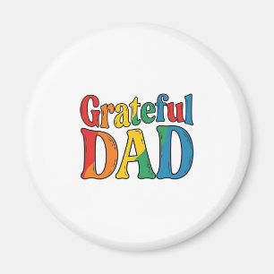Dankbarer Papa Vintage Regenbogen-Typografie-Shirt Magnet