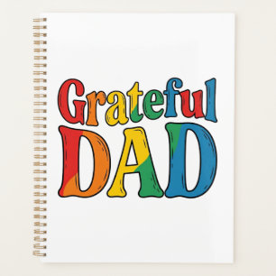 Dankbarer Papa Vintage Regenbogen-Typografie-Shirt Planer