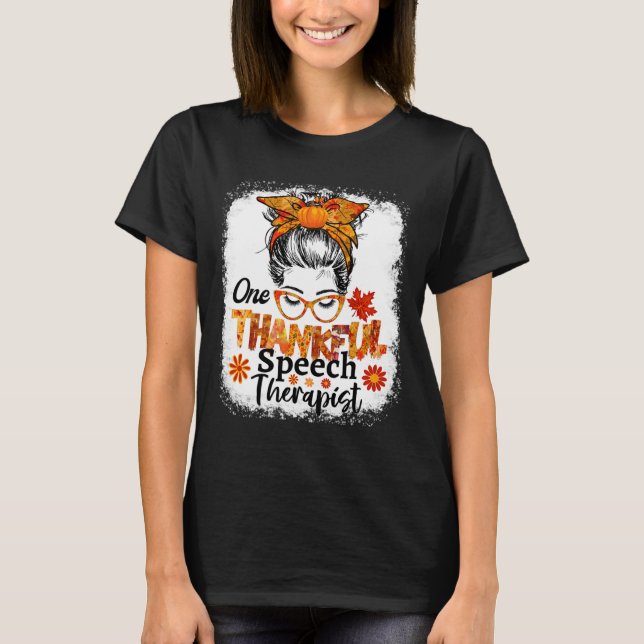 Dankbarer Sprechtherapeut Fall Erntedank Messy T-Shirt (Vorderseite)