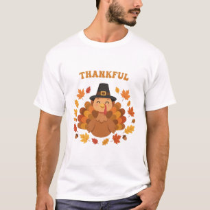 Dankbarer Truthahn Herbst Thanksgiving Kunst T-Shirt