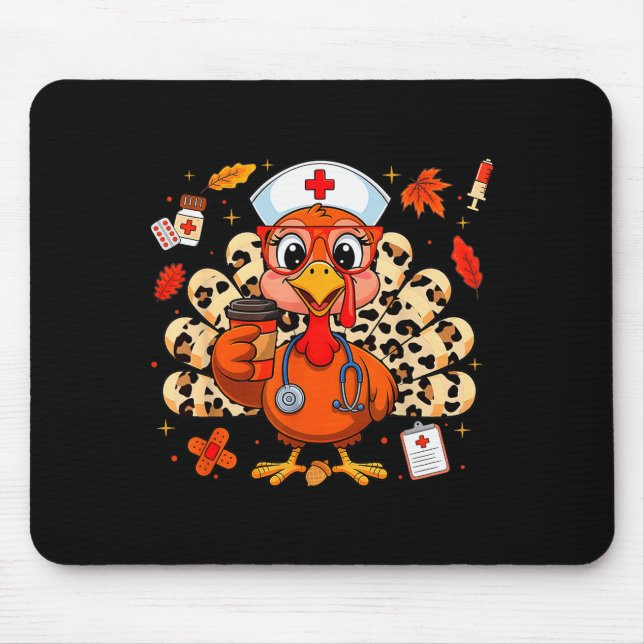 Dankbarer Truthahn Lustige Operationsschwester Her Mousepad (Vorne)