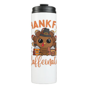 Dankbarer und koffeinierter, lustiger Erntedank-Ka Thermosbecher