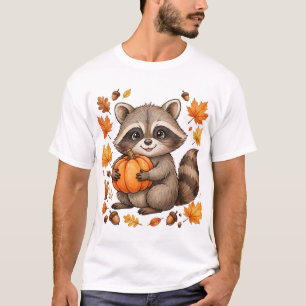 Dankbarer Waschbär-Kürbis-Süßes Thanksgiving-T-Shi T-Shirt
