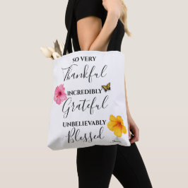 Dankbares, dankbares, gesegnetes Script Tasche