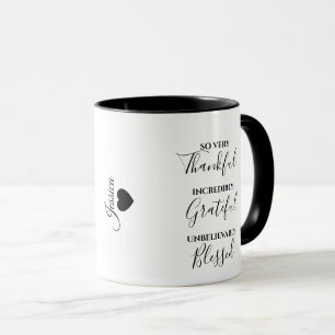 Dankbares, dankbares, gesegnetes Script Tasse